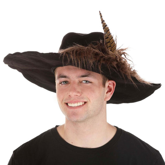 Disney | Pirates of the Caribbean Barbossa Pirate Hat with Feather | 190393 | front | BLACK