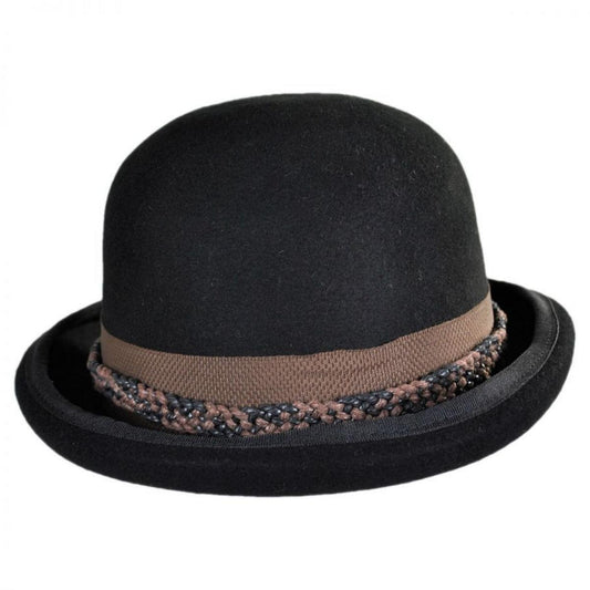Conner | Steampunk Wool Felt Bowler Hat | 130908 | front | BLACK