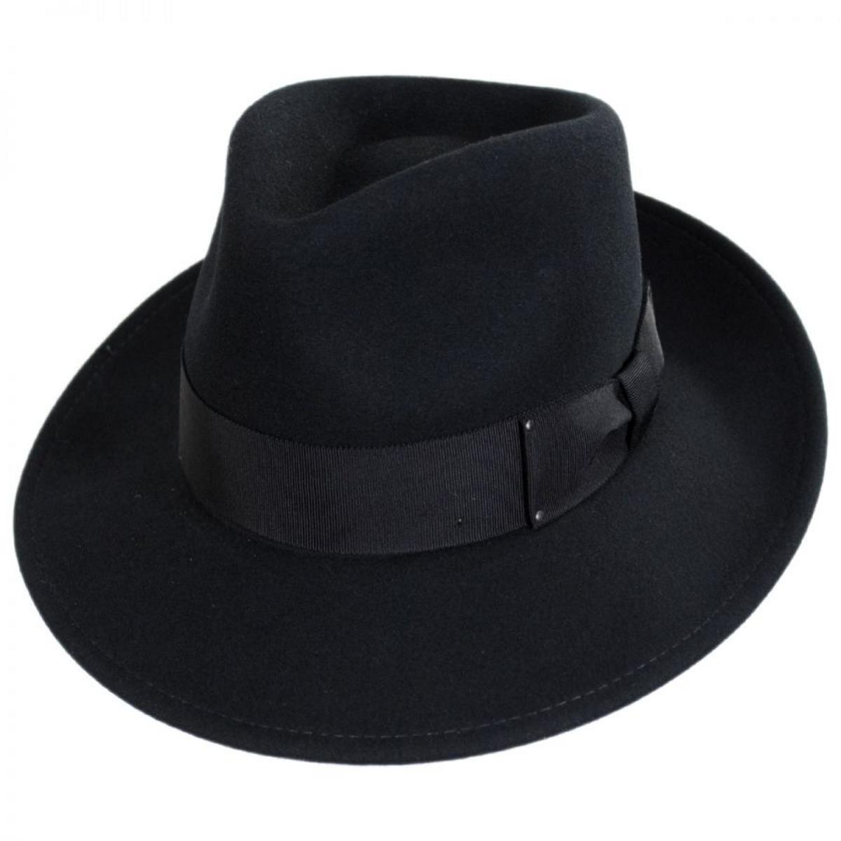 Bailey 1922 | Packable Wool LiteFelt Fedora Hat  | 130003 | lead | BLACK