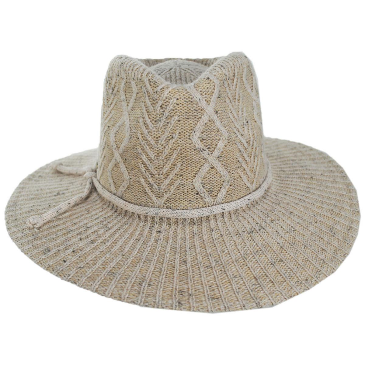 Scala | Arana Cable Knit Fedora Hat | 106420 | front | OATMEAL