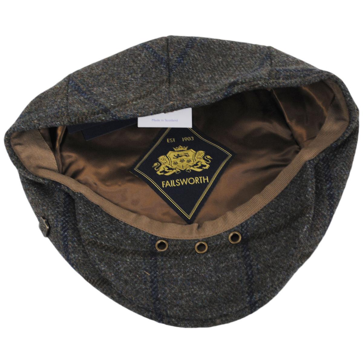 Failsworth | Gamekeeper Lovat Tweed Windowpane Plaid Ivy Cap | 177936 | under | GRAY