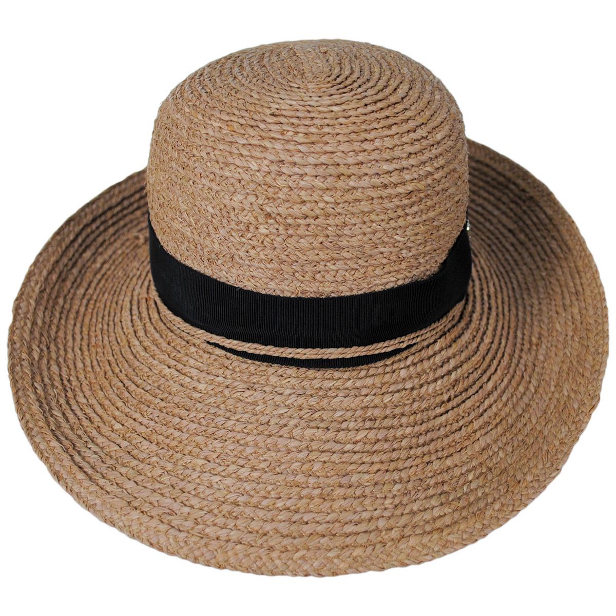 Helen Kaminski | Newport Raffia Straw Sun Hat | 120831 | front | NOUGAT/MIDNIGHT