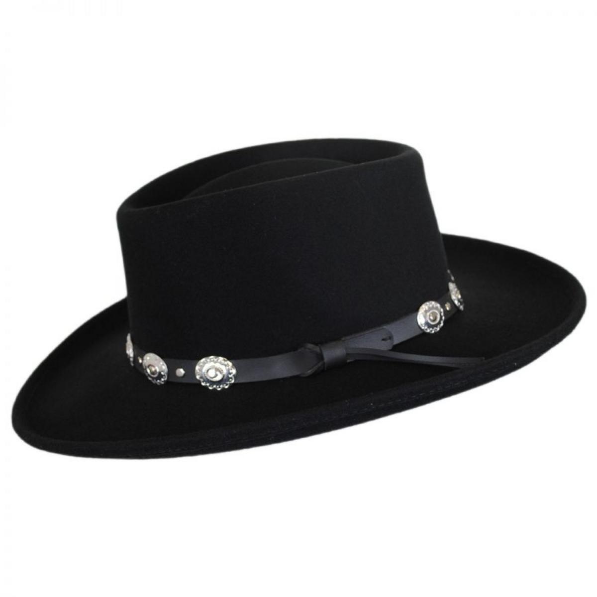 Eddy Bros | Western Wool Felt Gambler Hat | 130175 | profile | BLACK