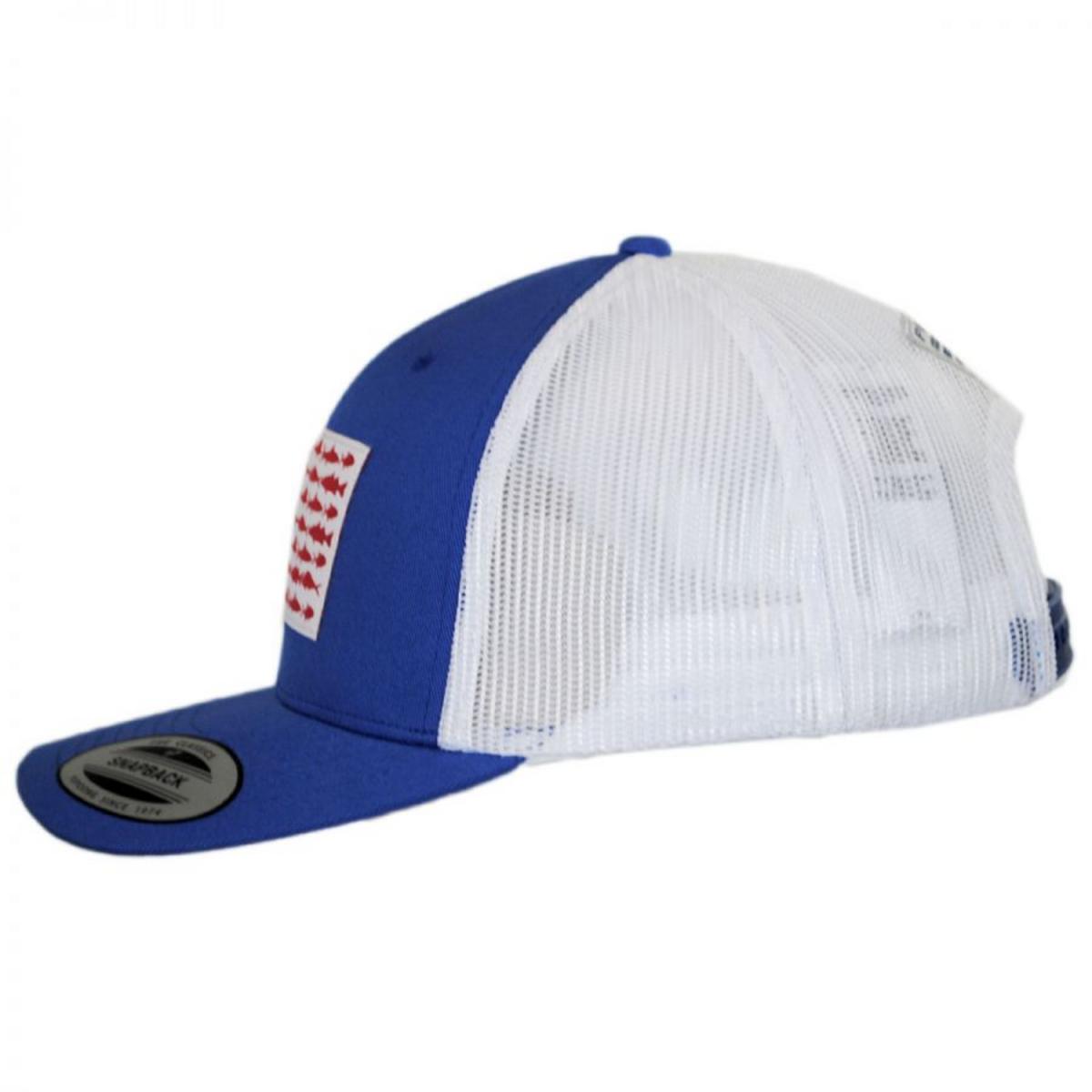 Columbia Sportswear | PFG Fish Flag Mesh Snapback Baseball Cap | 400151 | profile | VIVID BLUE/WHITE