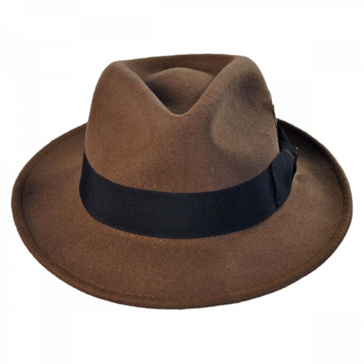 Jaxon Hats | C-Crown Crushable Wool Felt Fedora Hat | 135003 | front | PECAN