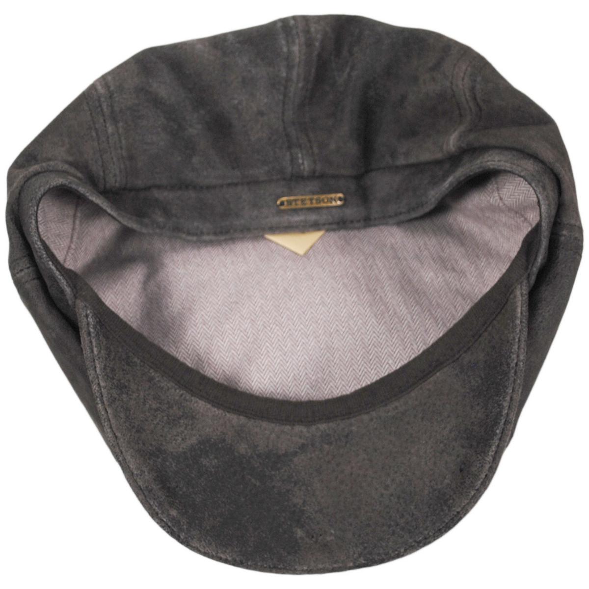 Stetson | Pigskin Distressed Leather Newsboy Cap | 160386 | under | CHOCOLATE