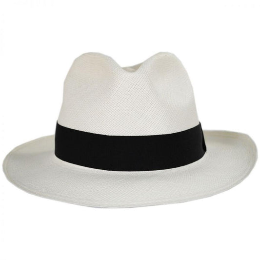 Bigalli | Puerto Cayo Panama Straw Fedora Hat | 129218 | front | WHITE