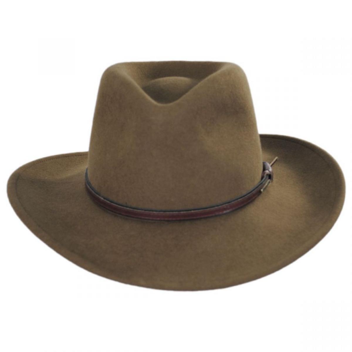 Stetson | Bozeman Crushable Wool Felt Outback Hat | 130692 | front | LIGHT BROWN