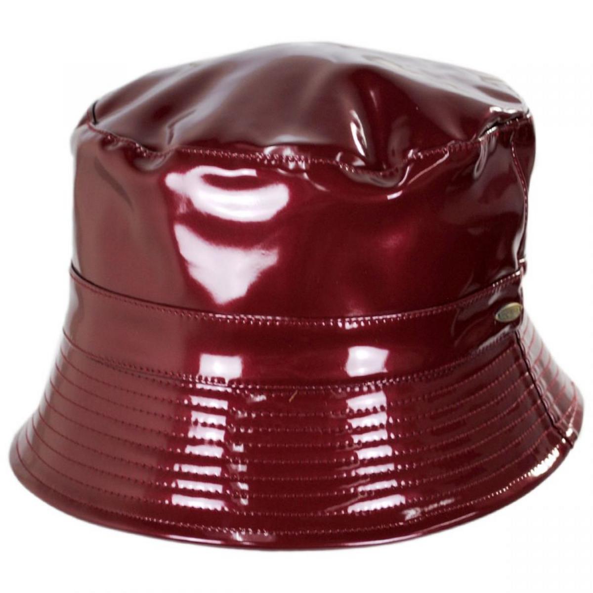 Scala | Pluie Faux Leather Rain Bucket Hat | 106404 | lead | WINE