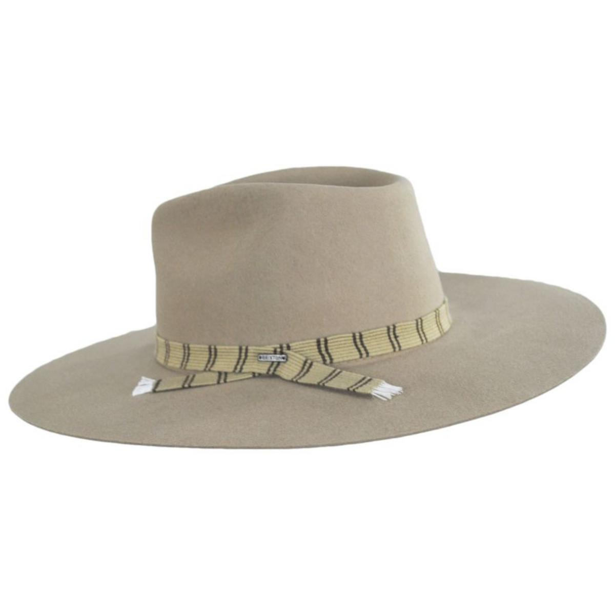 BRIXTON HATS | Leigh Wool Felt Wide Brim Fedora Hat | 123932 | profile | SAND