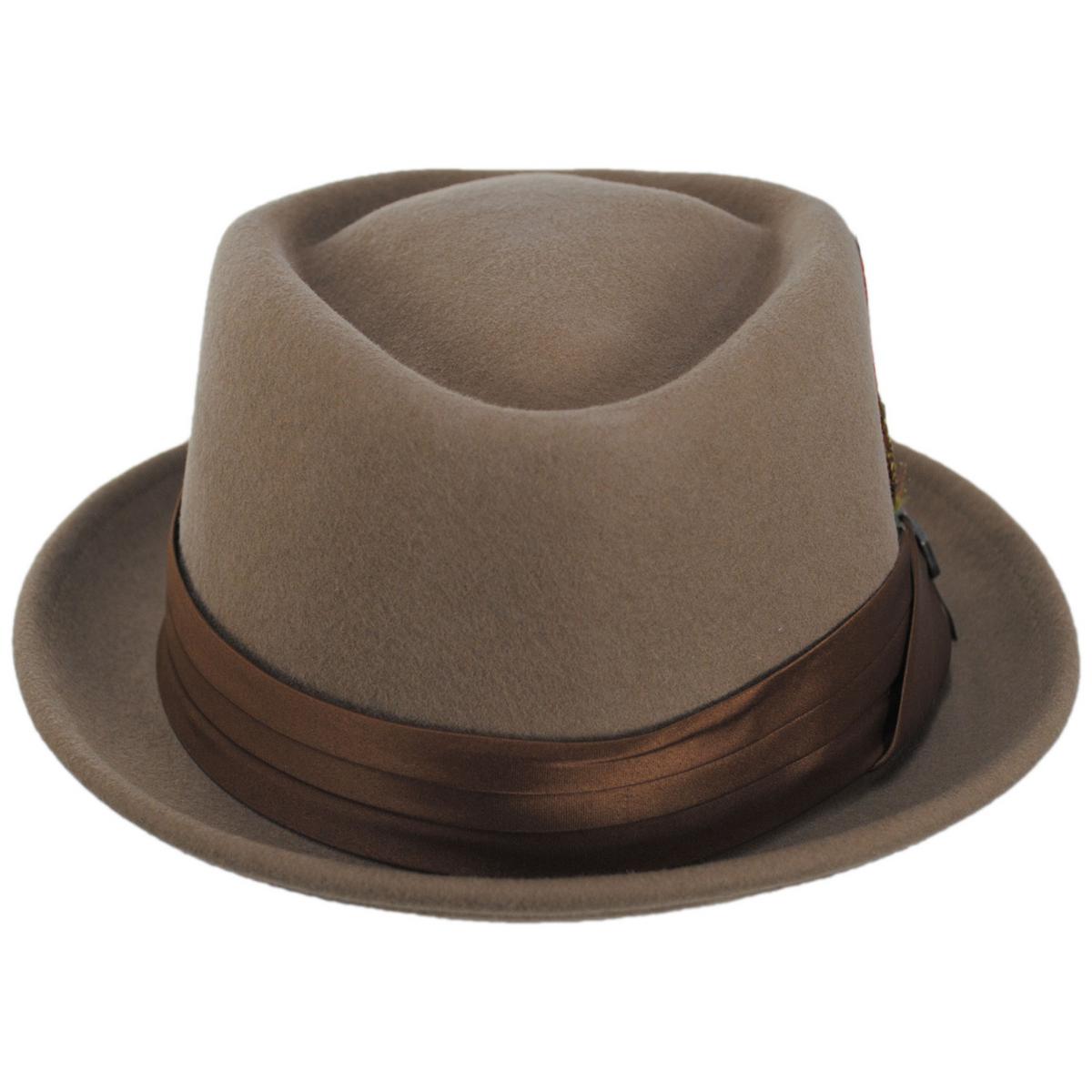 BRIXTON HATS | Stout Wool Felt Diamond Crown Fedora Hat | 135602 | front | TAN