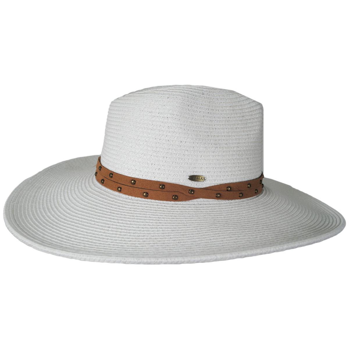 Scala | Misa Toyo Braid Straw Safari Fedora Hat | 105504 | profile | WHITE