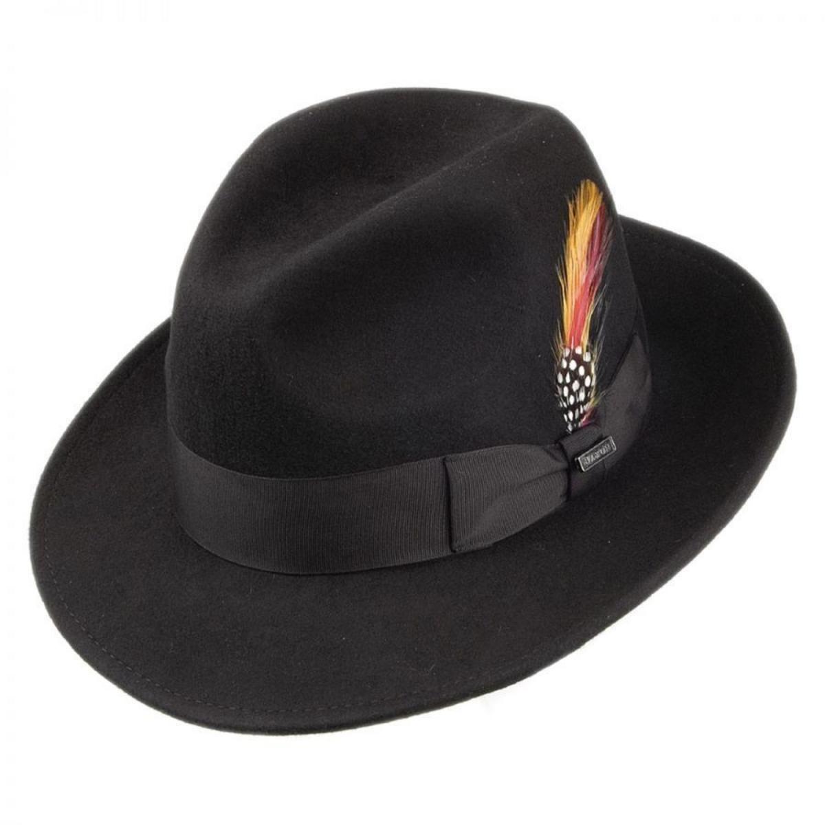 Jaxon Hats | Pinch Crown Crushable Wool Felt Fedora Hat | 135000 | lead | BLACK