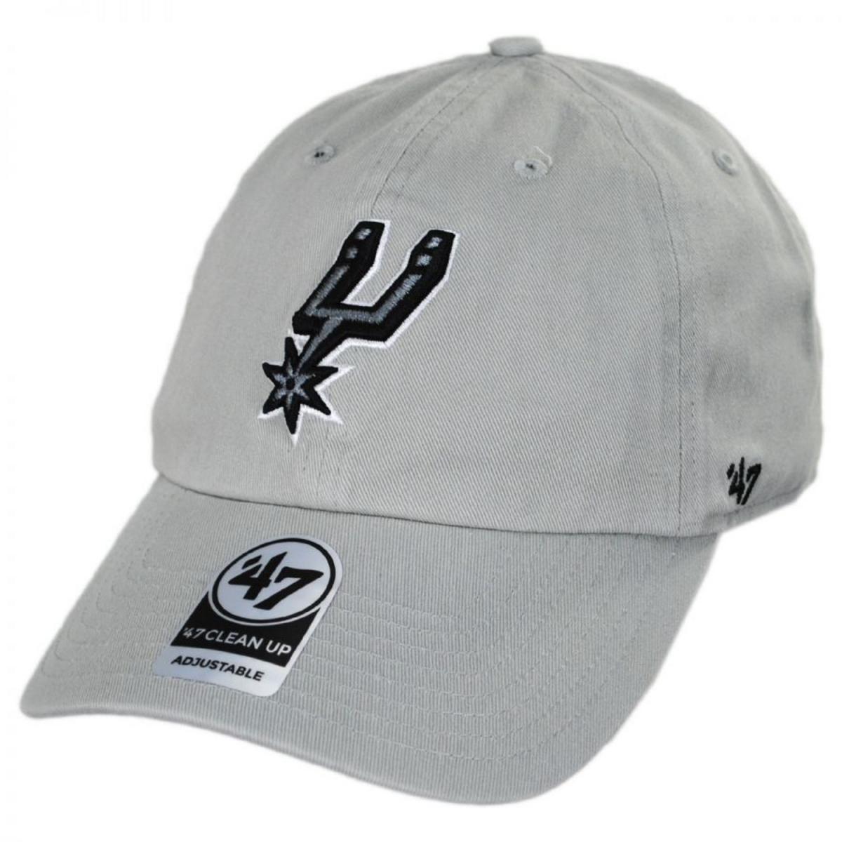 47 Brand | San Antonio Spurs NBA Clean Up Strapback Baseball Cap Dad Hat | 203931 | lead | GREY
