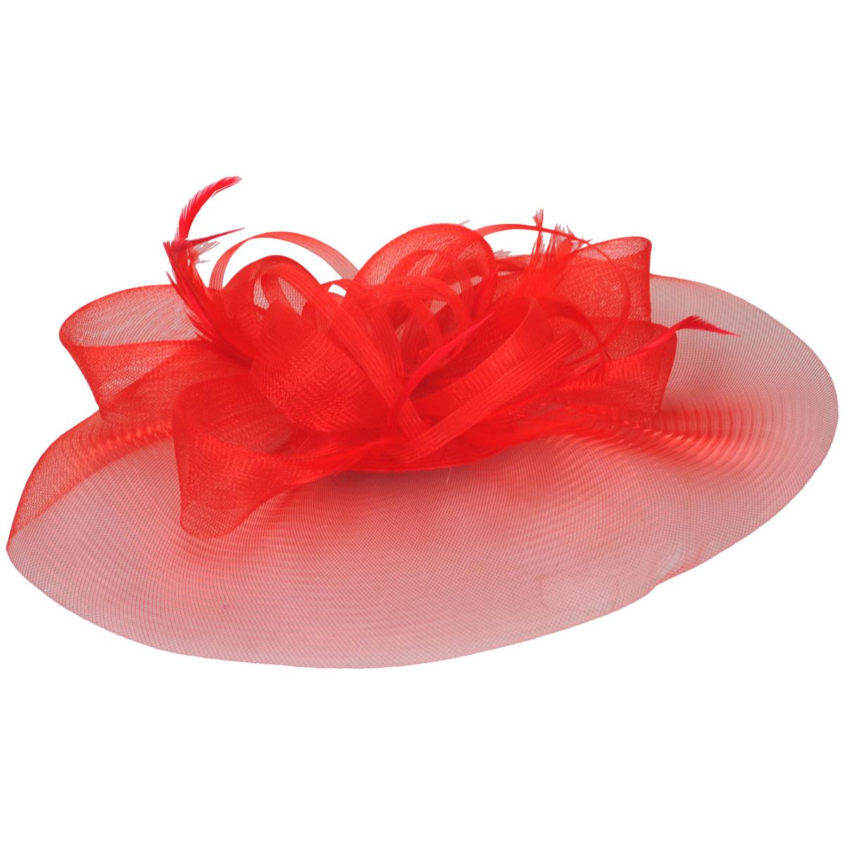 Kathy Jeanne | Firework Horsehair Mesh and Feather Fascinator Hat | 122411 | lead | RED