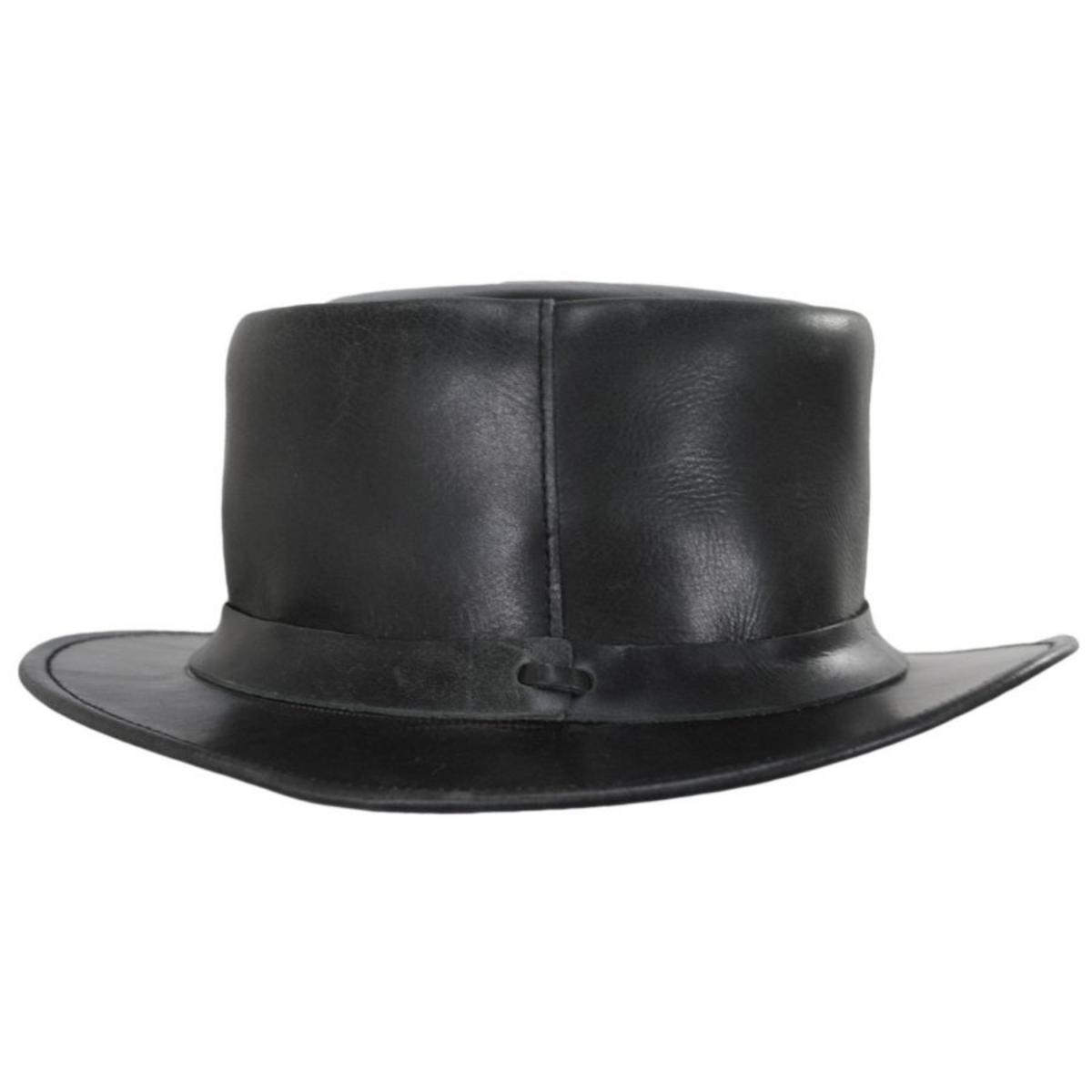Jaxon Hats | John Bull Leather Top Hat - Black | 194100 | detailone | BLACK
