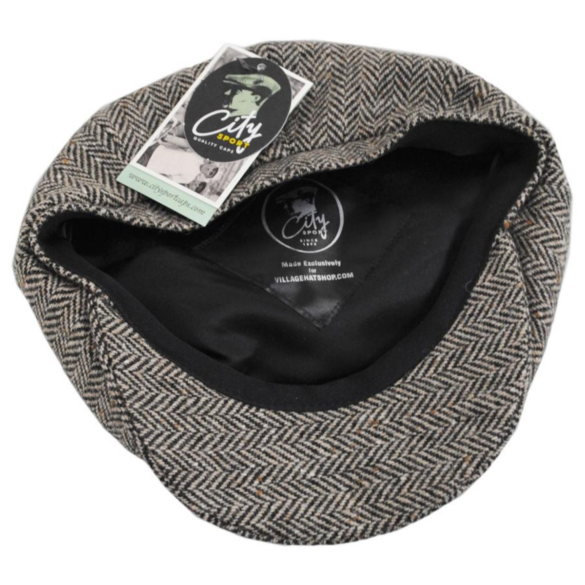 City Sport Caps | Herringbone Donegal Tweed Wool Newsboy Cap | 175111 | under | OFF WHITE