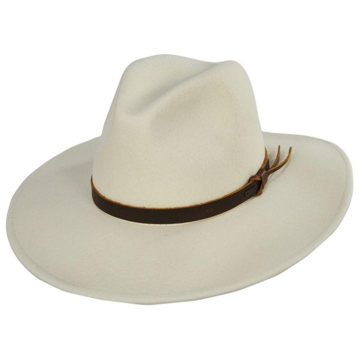 BRIXTON HATS | Field Proper Wool Felt Fedora Hat | 135647 | lead | WHITE CAP
