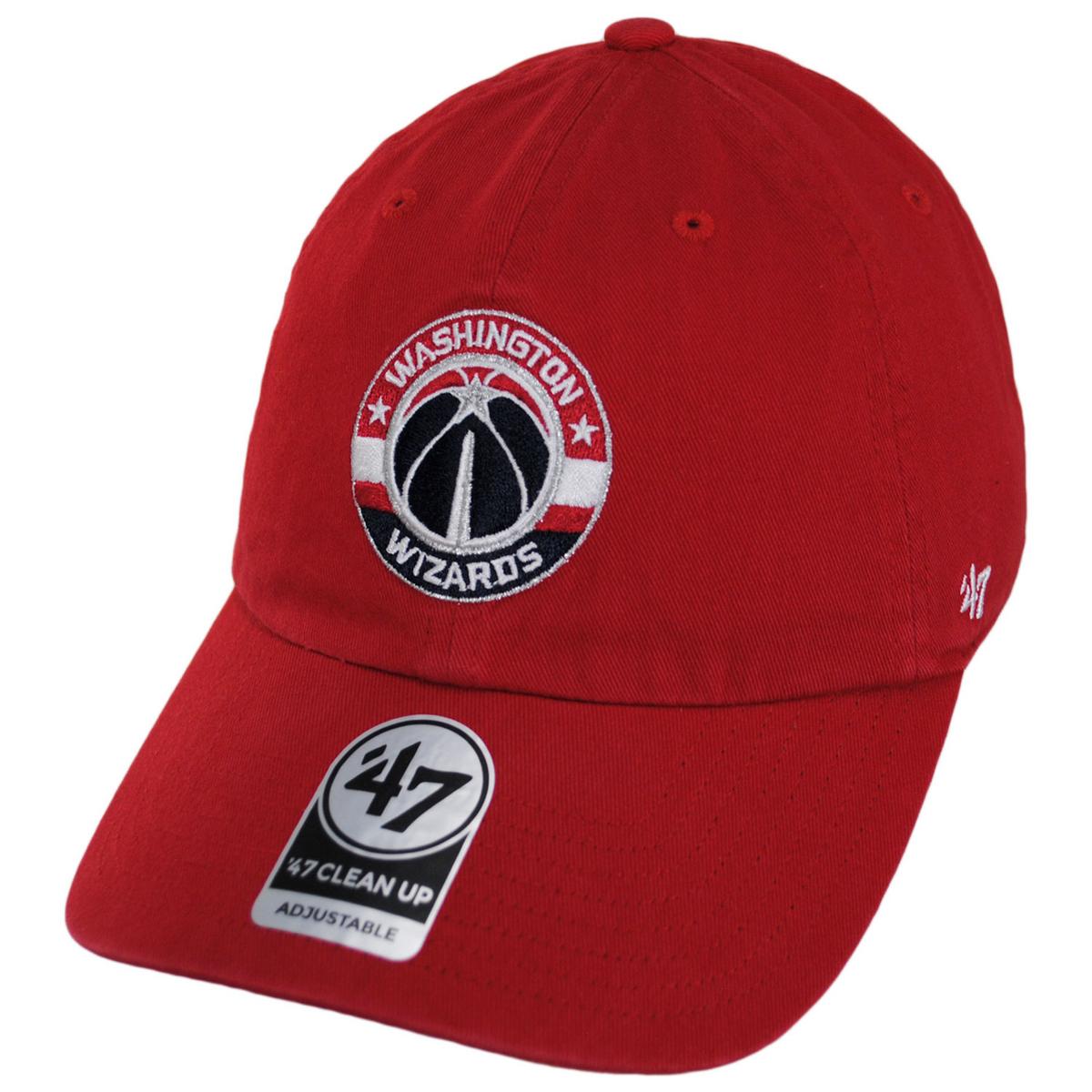 47 Brand | Washington Wizards NBA Clean Up Strapback Baseball Cap Dad Hat | 204180 | lead | RED
