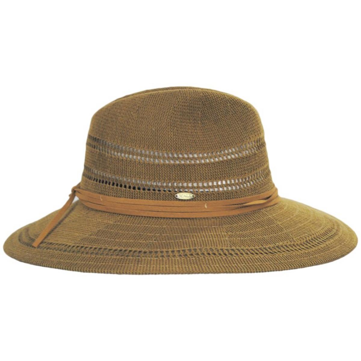 Scala | Felicity Knit Safari Fedora Hat | 106436 | profile | DESERT