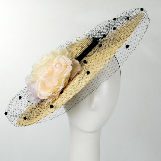 Kathy Jeanne | Rose Trio Milan Straw Cartwheel Dress Hat | 122415 | front | NATURAL