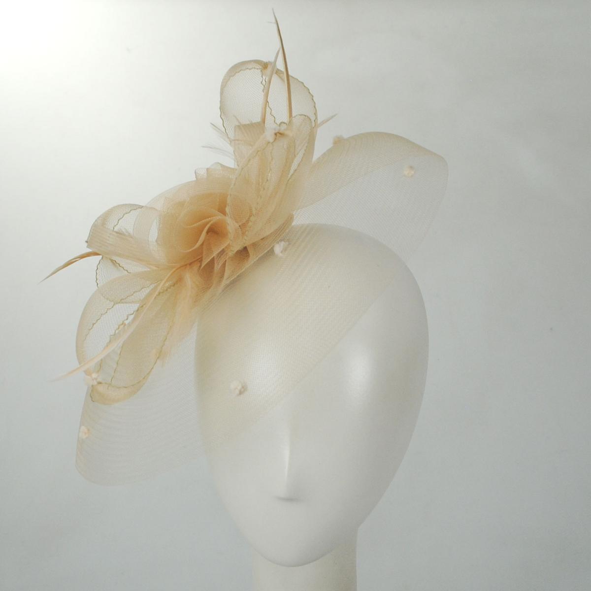 Kathy Jeanne | Voile Horsehair Mesh Fascinator Hat | 122431 | front | BEIGE