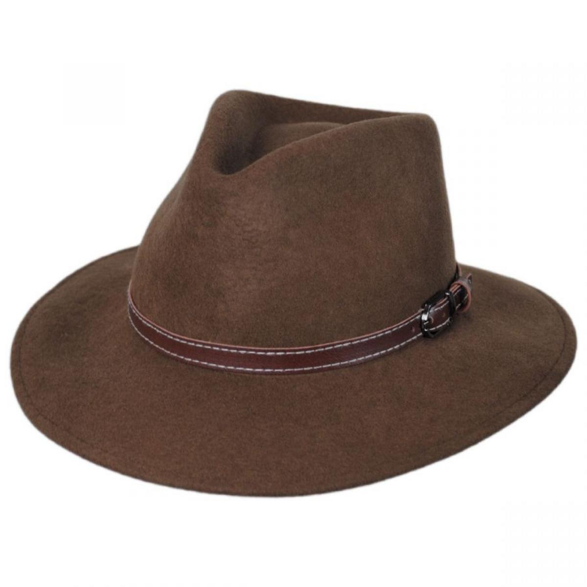 Toucan Collection | Leather Band Wool Felt Fedora Hat - Made to Order | 125805 | lead | BROWN
