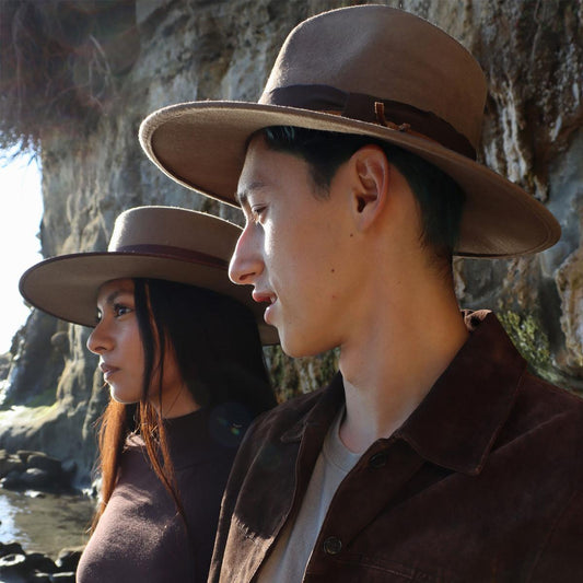 Bigalli | Saggy Distressed Wool Felt Outback Hat | 131432 | lsmone | KHAKI