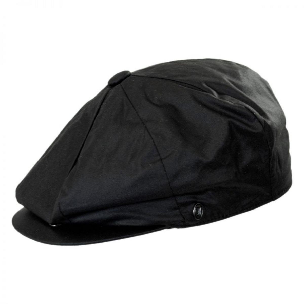 Jaxon Hats | Waxed Cotton Newsboy Cap | 167776 | profile | BLACK