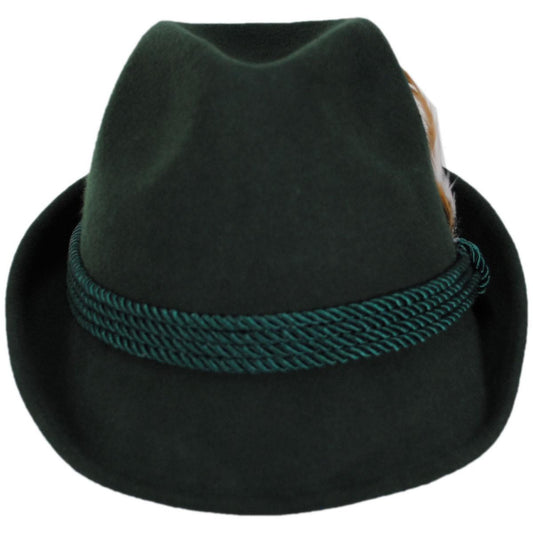 Kenny K | Bavarian Alpine Wool Felt Trilby Fedora Hat | 136250 | front | DARK GREEN