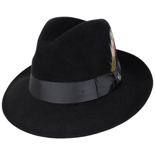 Jaxon Hats | Crosby Fur Felt Fedora Hat | 132070 | lead | BLACK