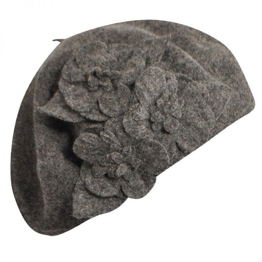 Betmar | Flower Wool Beret | 151804 | lead | CHARCOAL