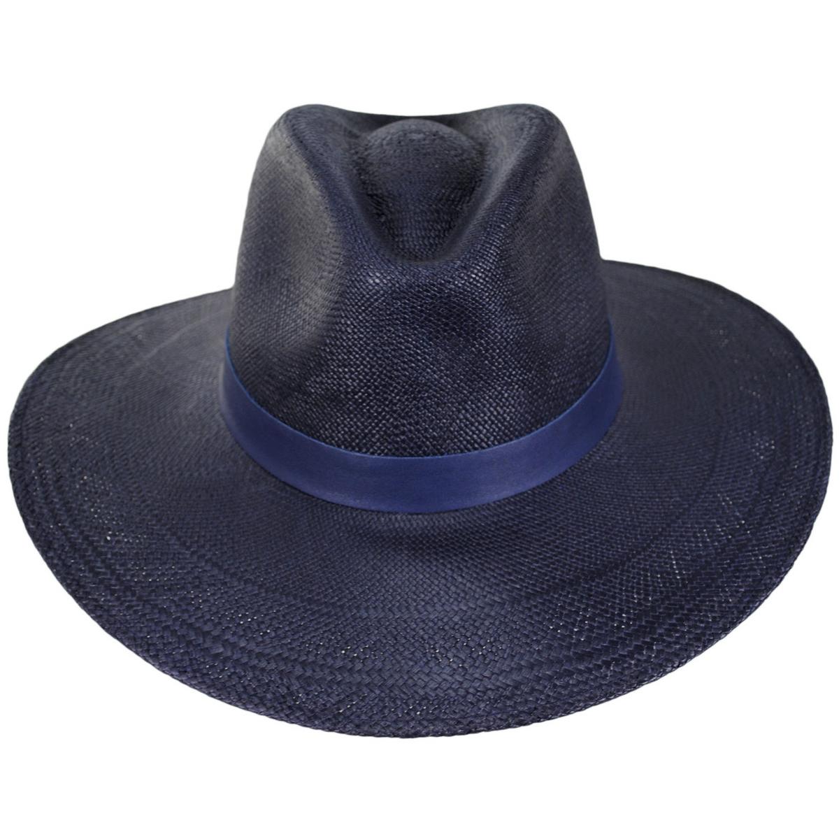 BRIXTON HATS | Harper Panama Straw Fedora Hat | 104050 | front | NAVY