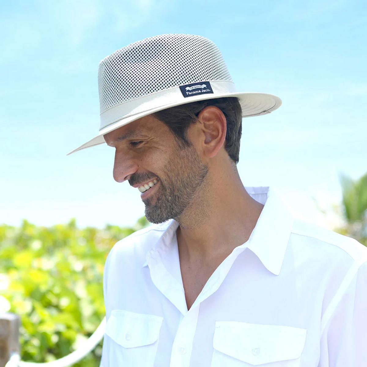 Panama Jack | Mesh Crown Cotton Safari Fedora Hat | 400603 | lsftwo | KHAKI