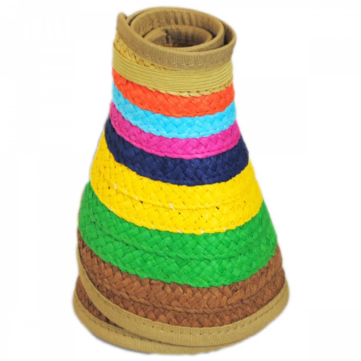 San Diego Hat Company | Multi Stripe Roll Up Toyo Straw Visor | 197301 | profile | BRIGHTS
