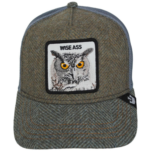 Goorin Bros | Owl British Plaid Mesh Trucker Snapback Baseball Cap | 200679 | front | SILVER