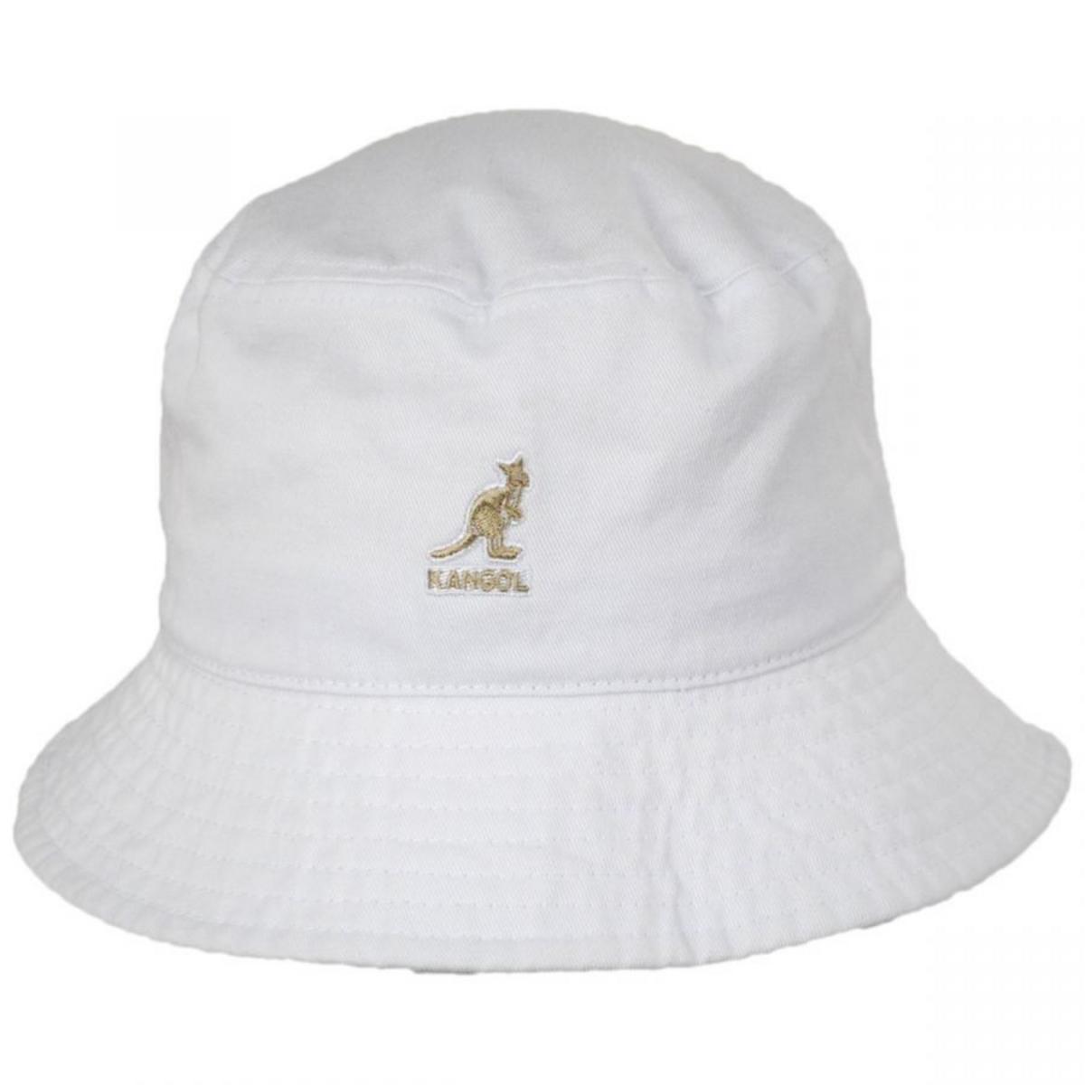 Kangol | Washed Cotton Bucket Hat | 185701 | front | WHITE