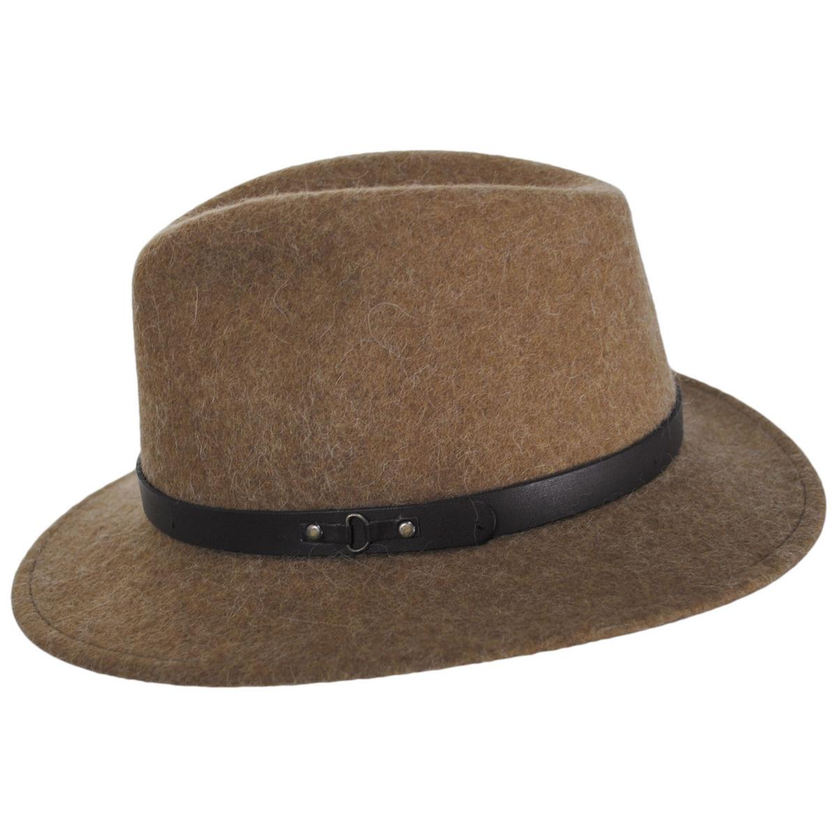 Bigalli | Andes Alpaca and Wool Felt Safari Fedora Hat | 131440 | profile | BROWN MELANGE