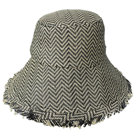 BRIXTON HATS | Alice Toyo Straw Bucket Hat | 104048 | front | BLACK/NATURAL
