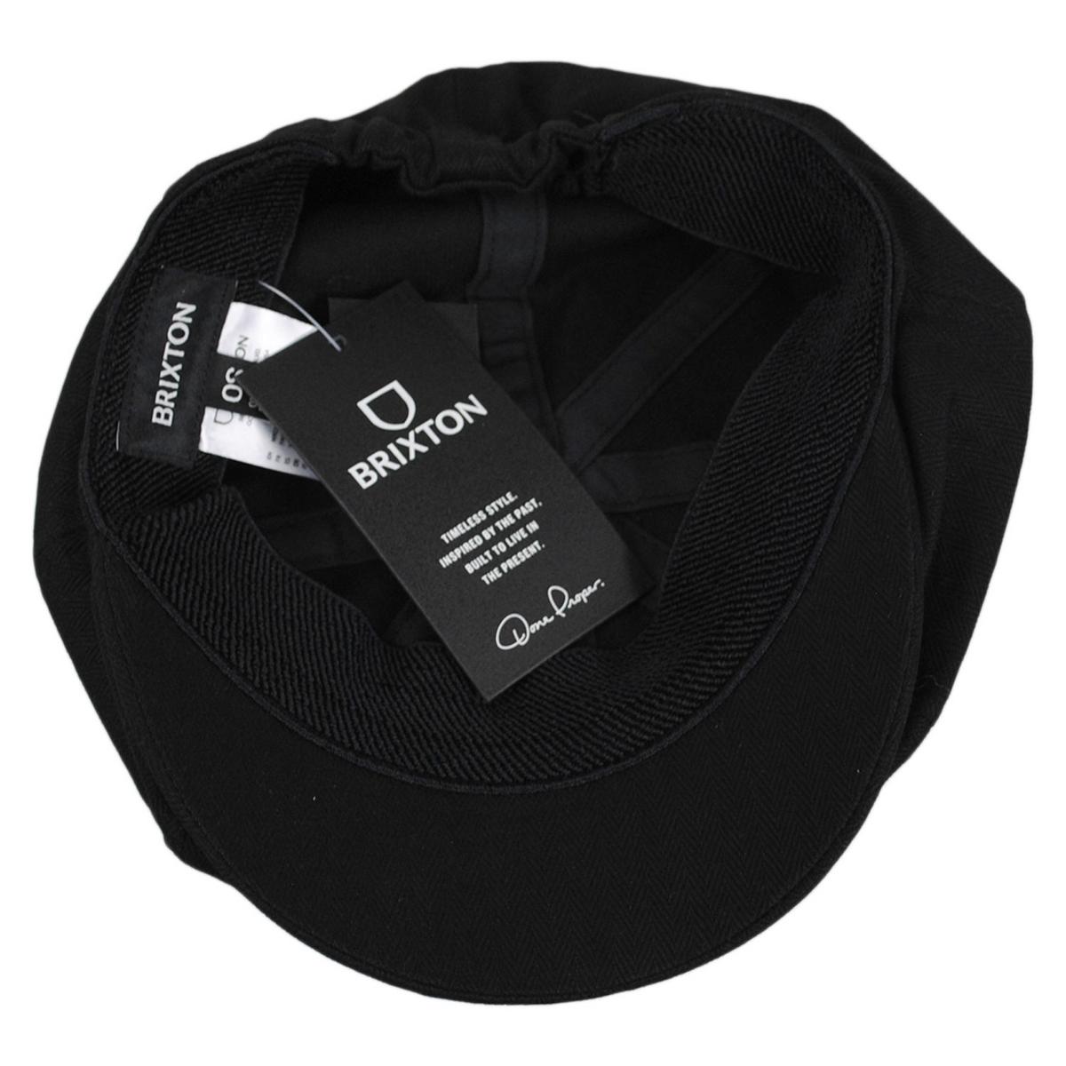 BRIXTON HATS | Baby Brood Tonal Herringbone Cotton Newsboy Cap | 510200 | under | BLACK