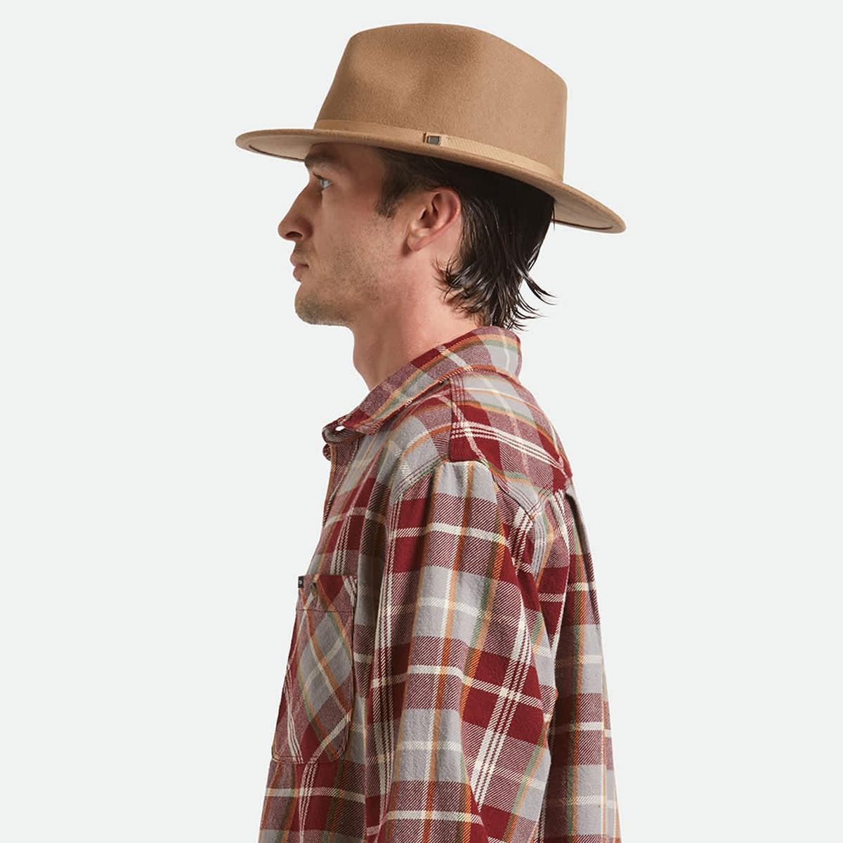 BRIXTON HATS | Messer Packable Wool Felt Fedora Hat - Khaki | 135639FW25 | lsmtwo | KHAKI/KHAKI