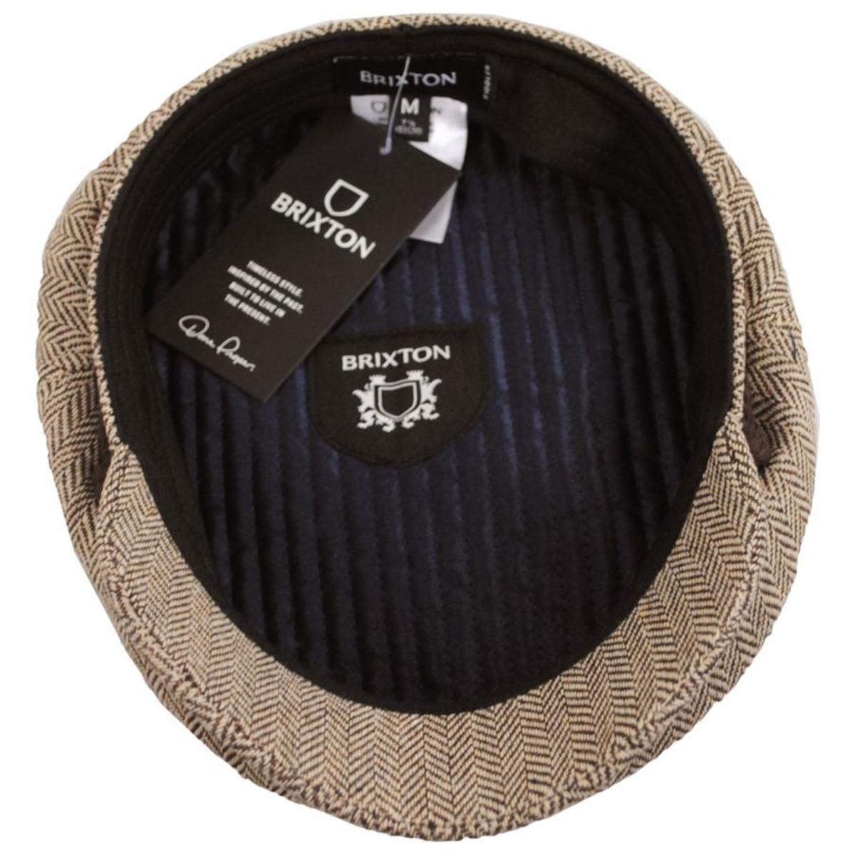 BRIXTON HATS | Wool Blend Herringbone Fiddler Cap - Dark Earth/Sand | 181303DES | under | DARK EARTH/SAND
