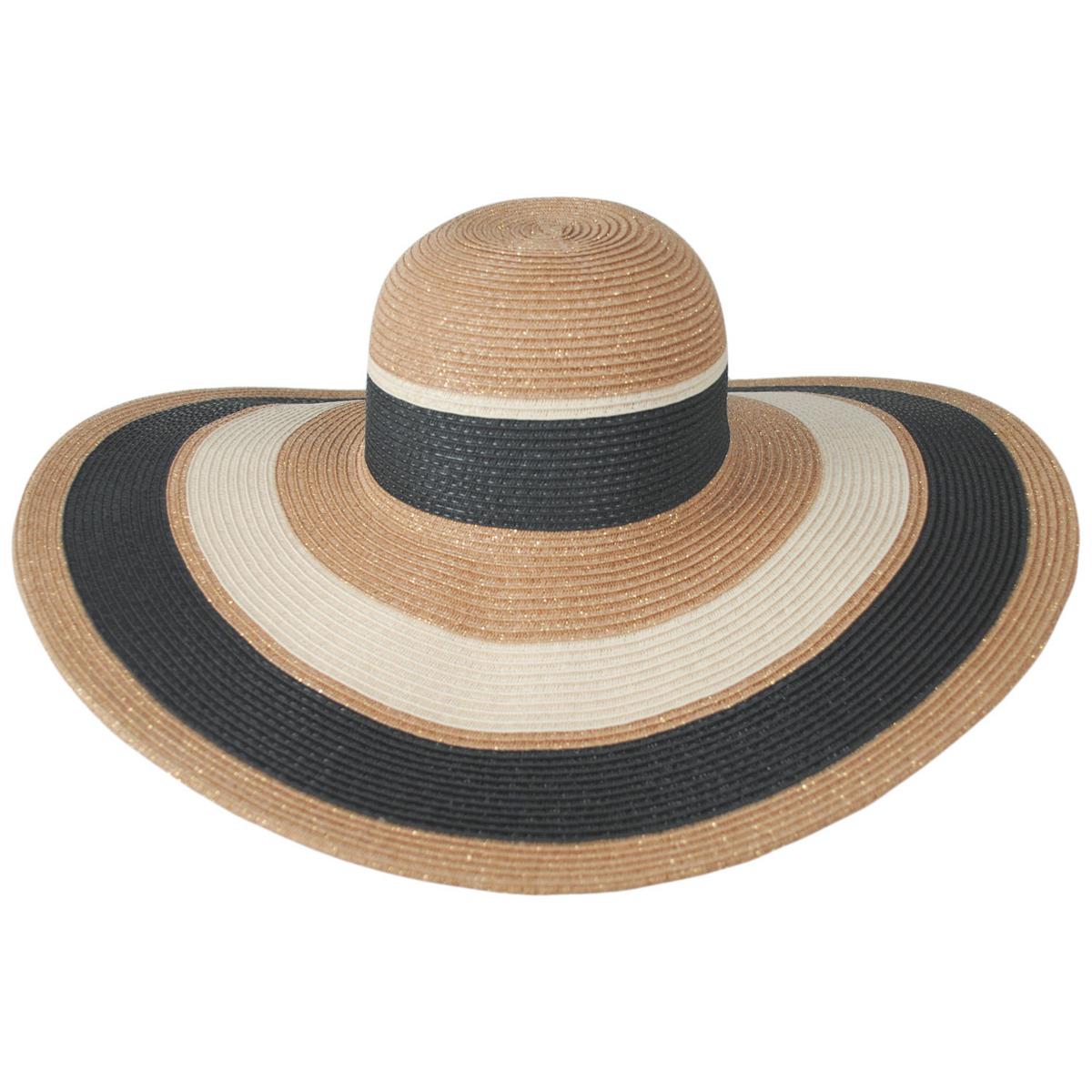 San Diego Hat Company | Las Palmas Striped Toyo Straw Swinger Sun Hat | 103691 | front | BLACK STRIPE