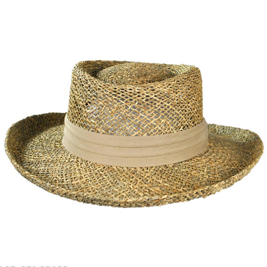 Jaxon Hats | Wholesale Pebble Beach Seagrass Straw Gambler Hat B2B Pre-Pack | B2B129907 | front | SEAGRASS