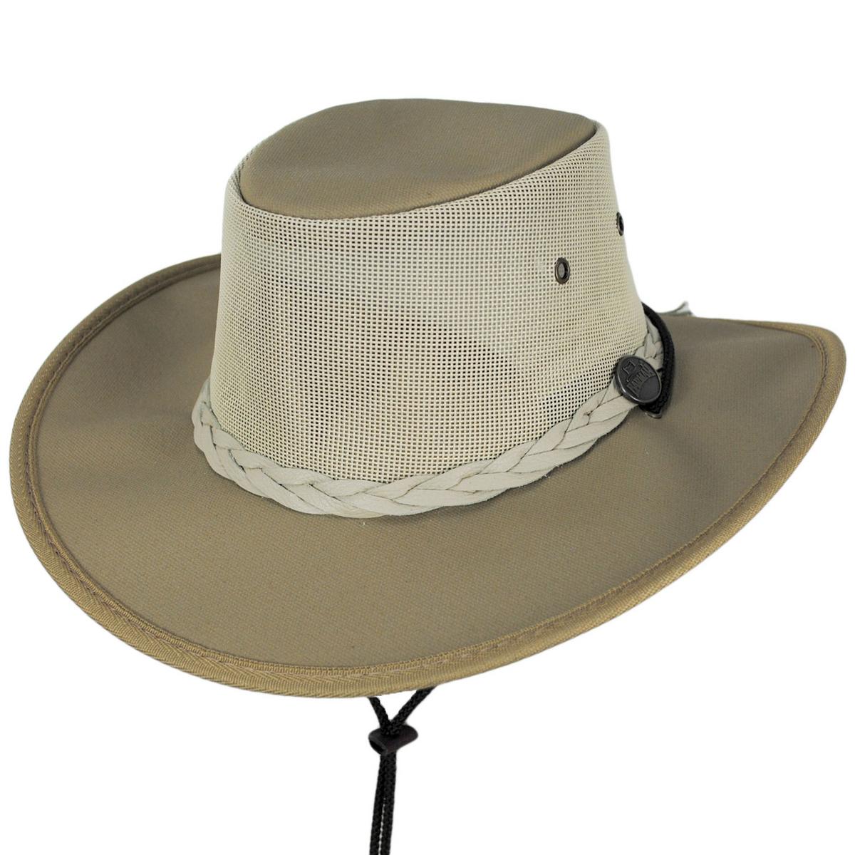 Barmah | Cotton Canvas Mesh Drover Hat | 400900 | lead | BEIGE