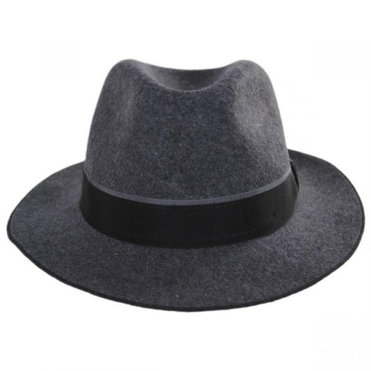 Stefeno Hats | Desmond Crushable Wool Felt Fedora Hat | 136066 | front | GREY MIX