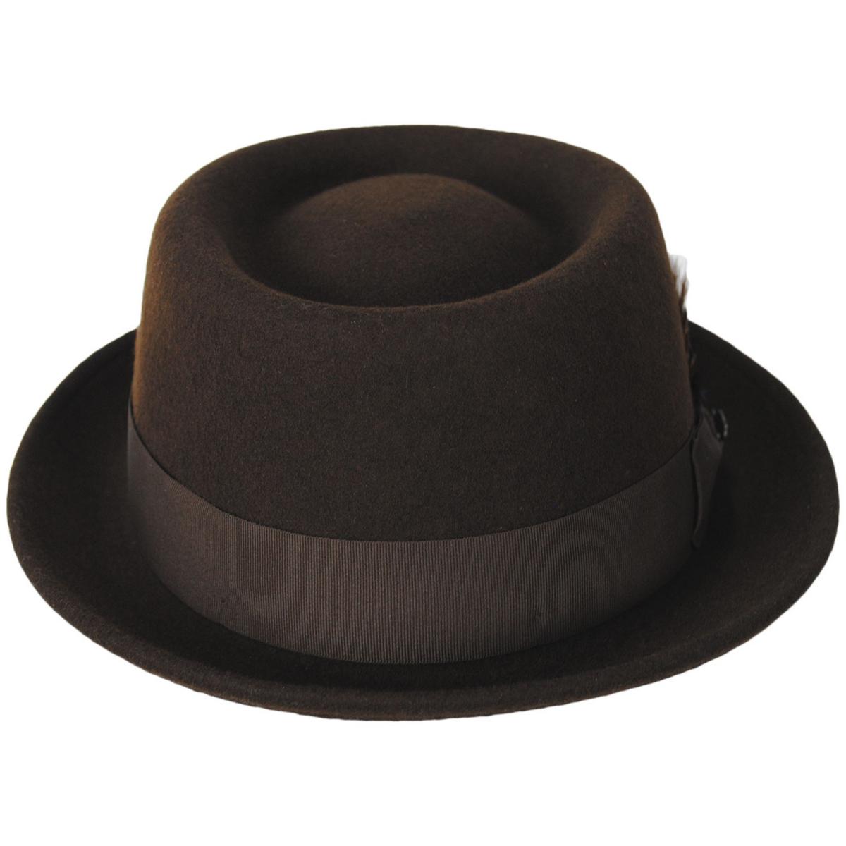 Bigalli | Stingy Brim Wool Felt Pork Pie Hat | 131413 | front | CHOCOLATE
