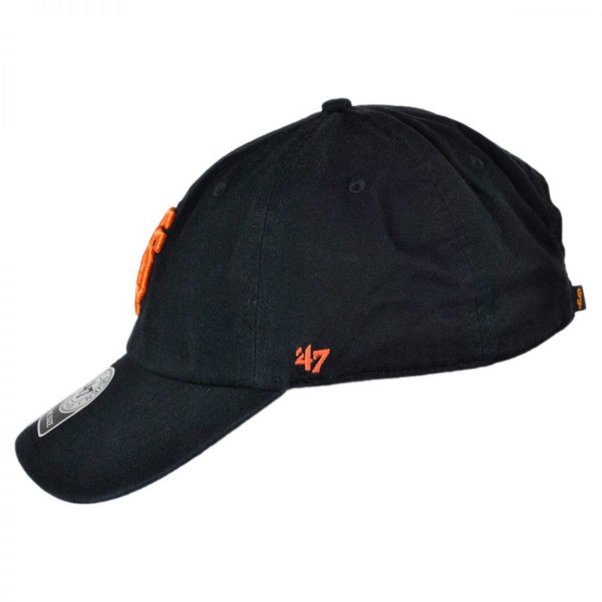 47 Brand | San Francisco Giants MLB Clean Up Strapback Baseball Cap Dad Hat | 203102 | profile | BLACK