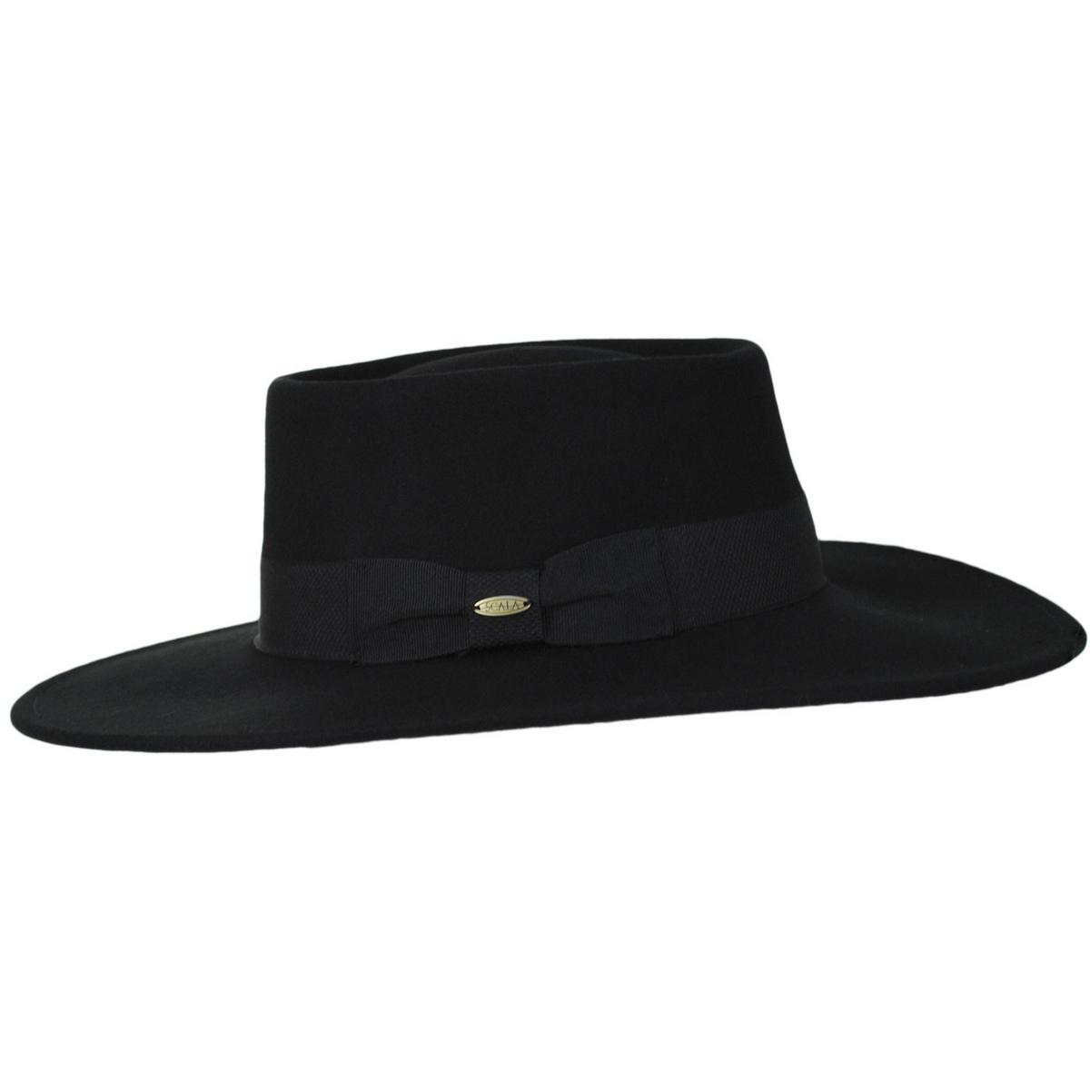 Scala | Hank Wool Felt Gaucho Hat | 130554 | profile | BLACK