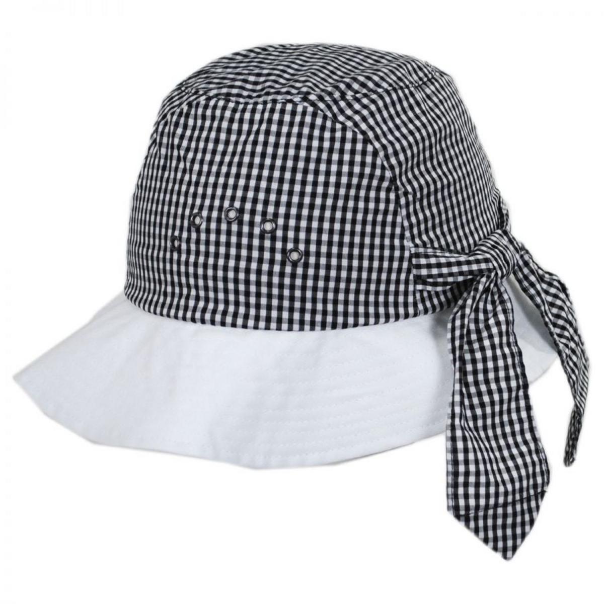 Betmar | Knotted Cotton Cloche Hat | 106043 | lead | BLACK/WHITE GINGHAM